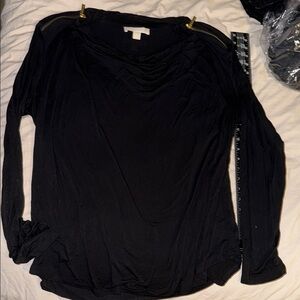 Black Long Sleeve Top with Shoulder Cutouts